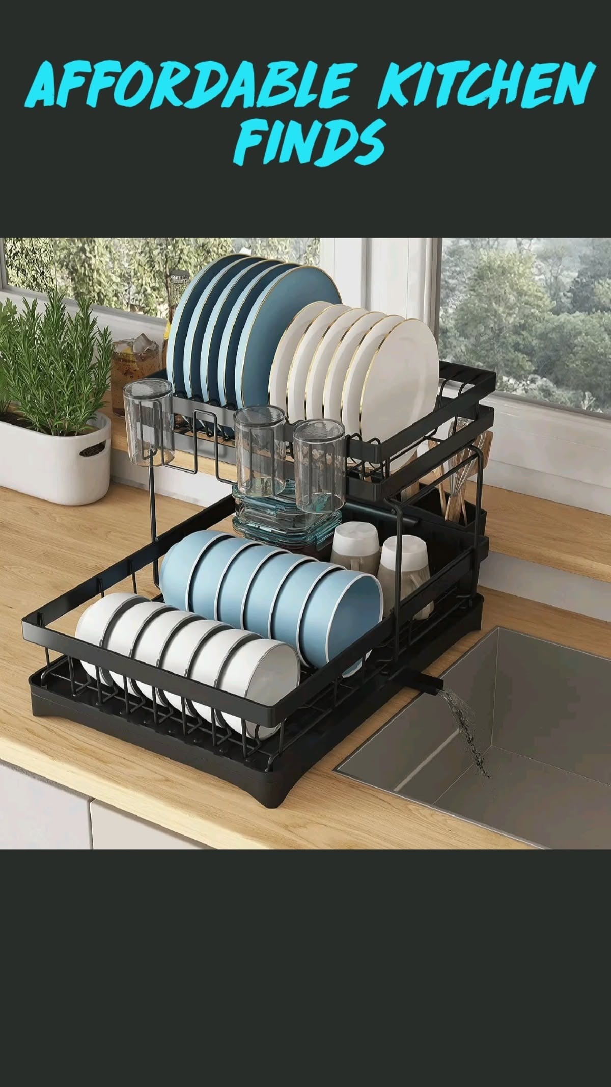 2 Tier Dish Drying Rack with Drainer, Cutlery Organizer and Cutting Board Holder, Wall Mounted Dish Drainer, Adjustable Layer Space, Stainless Steel