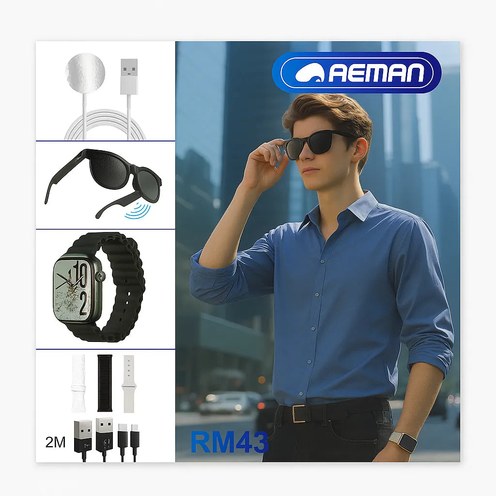 Smart Combo Set – Smartwatch + SunglasseS (6-in-1 Kit)