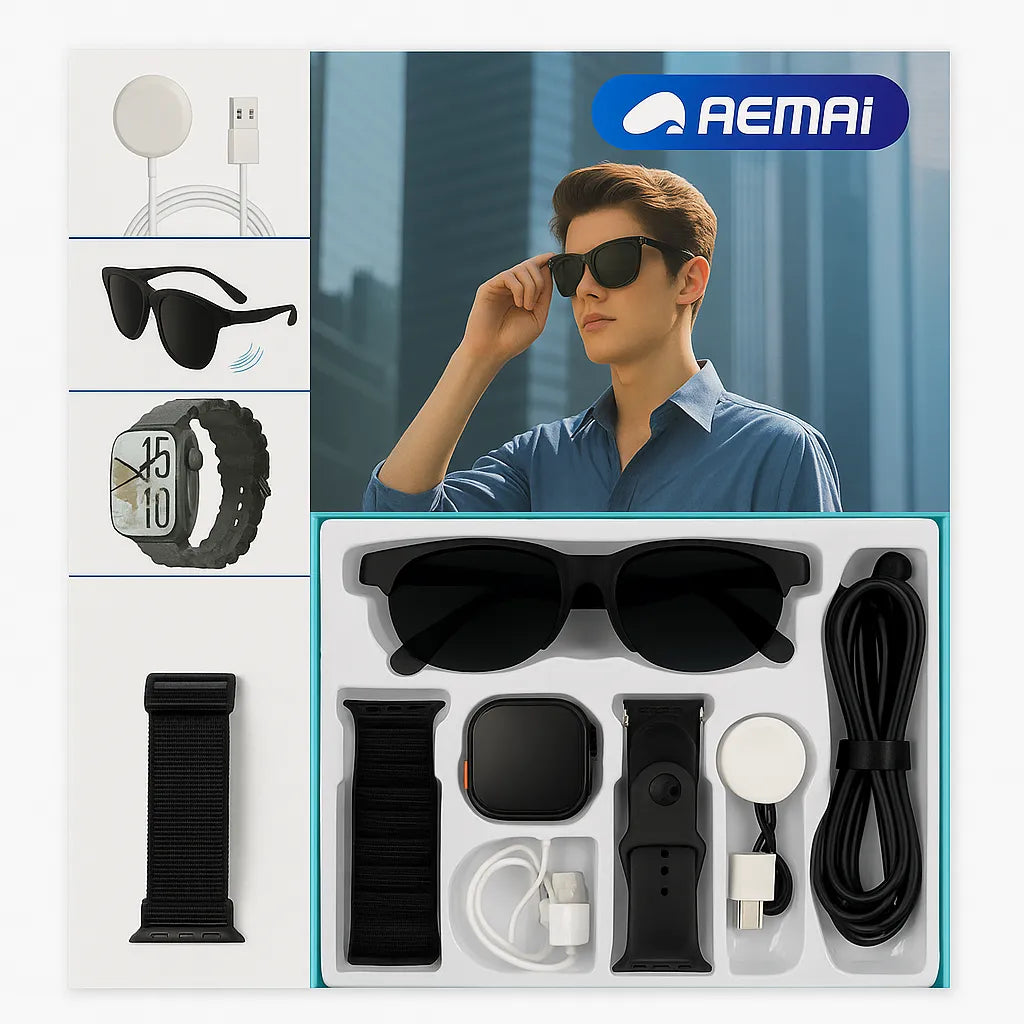 Smart Combo Set – Smartwatch + SunglasseS (6-in-1 Kit)