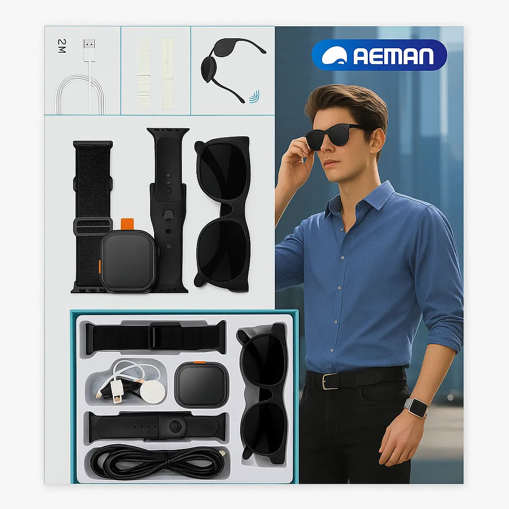 Smart Combo Set – Smartwatch + SunglasseS (6-in-1 Kit)